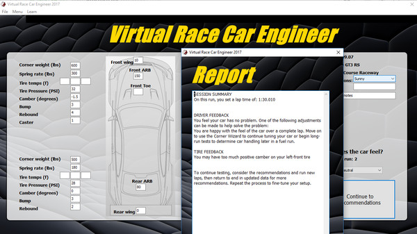 скриншот Virtual Race Car Engineer 2017 4