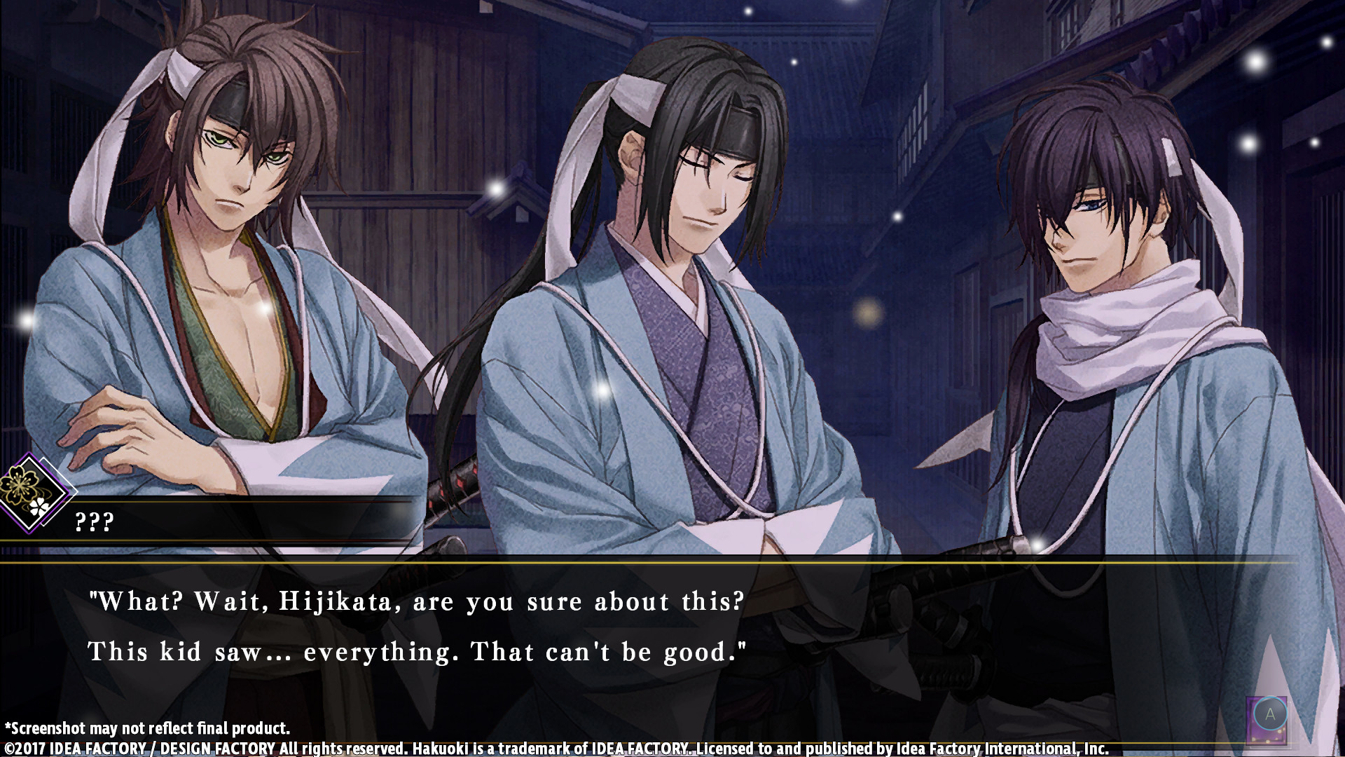 Screenshot from the visual novel Hakuoki via Steam