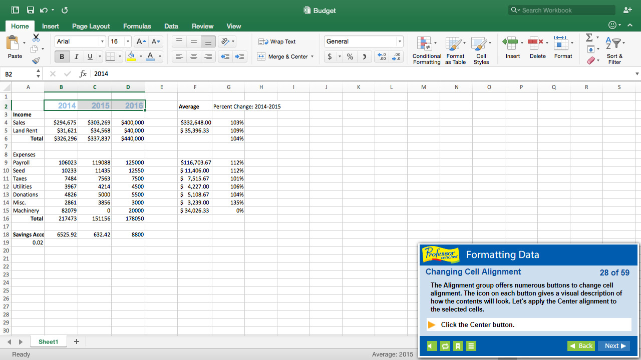 Professor Teaches® Excel 2016 – Mac 7