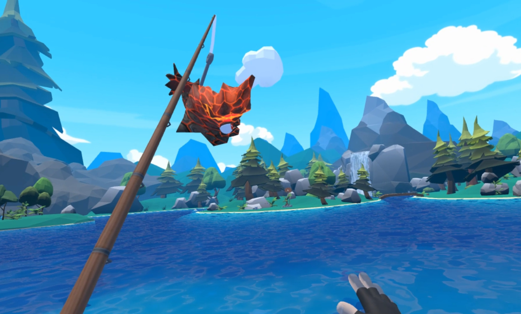 Crazy Fishing - Playing around with environmental events, of course we  start by making it rain cheese. : r/oculus