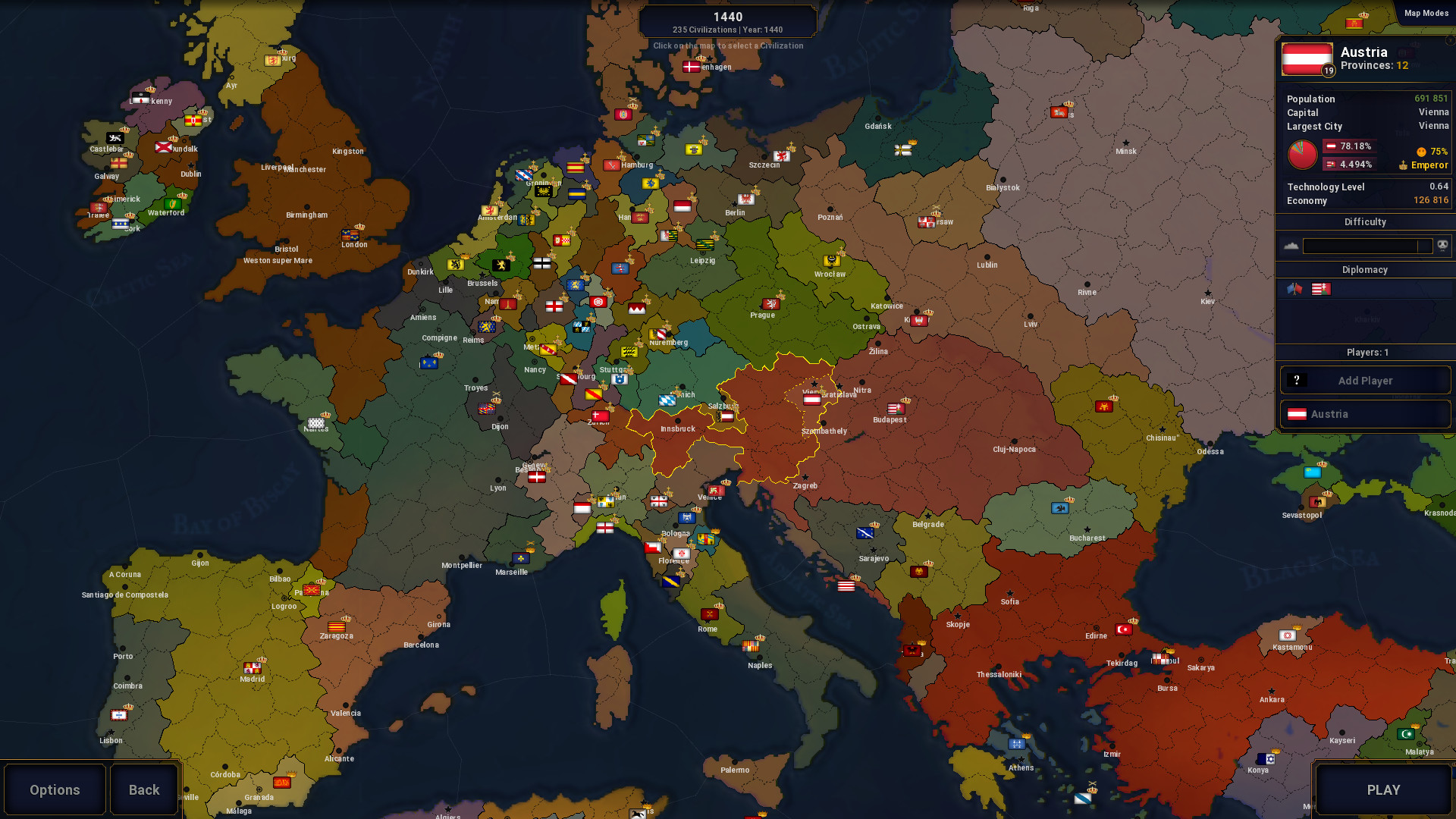 Про захват мир. Игра age of Civilizations 2. Карта Европы age of Civilization 2.