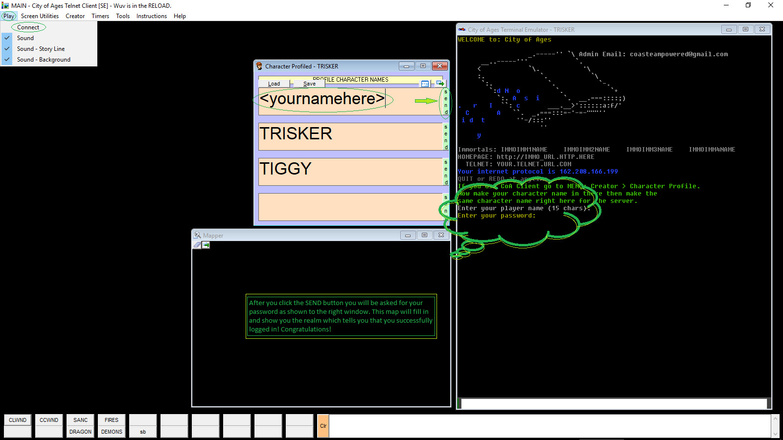 City of Ages: Picture Supportive Text MUD (server and client included) #2