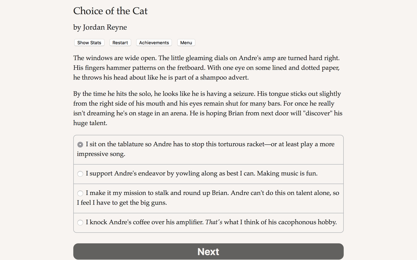 Choice of the Cat Demo #0