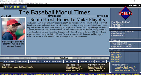 скриншот Baseball Mogul 2018 0