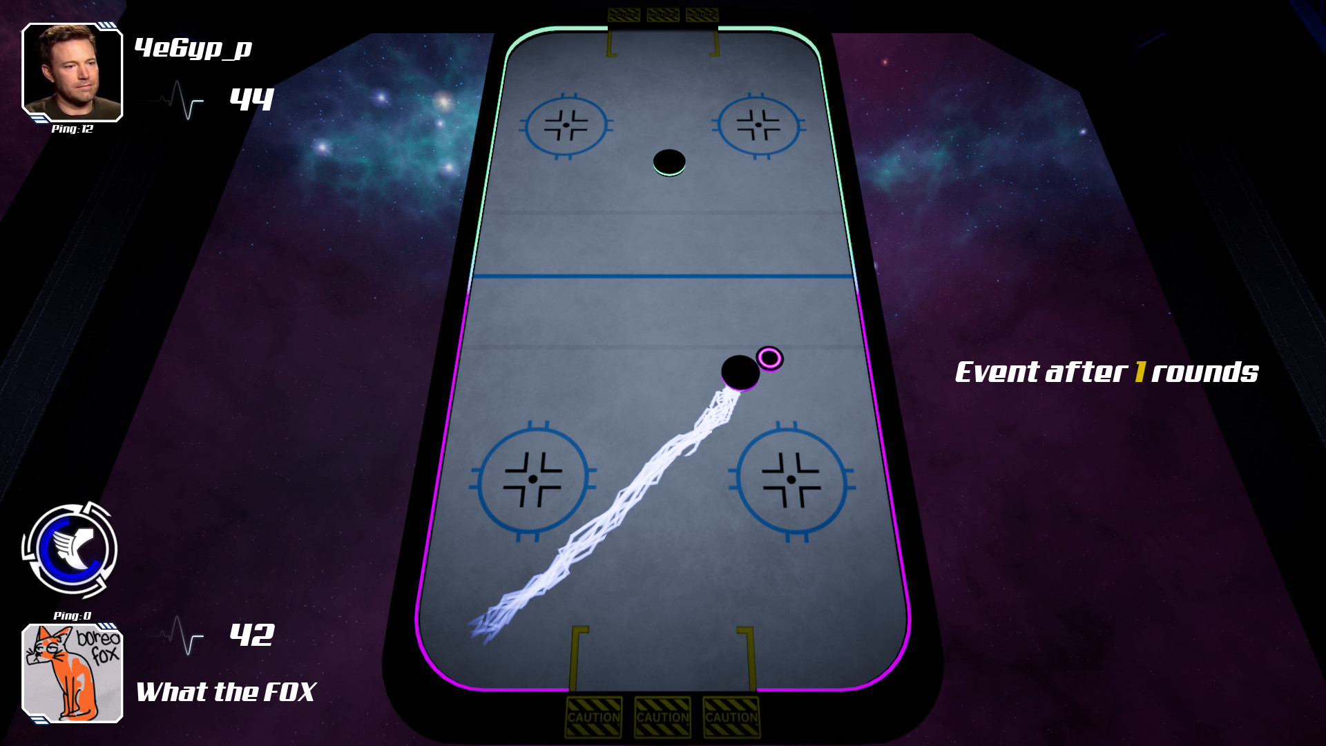 Glow air hockey game