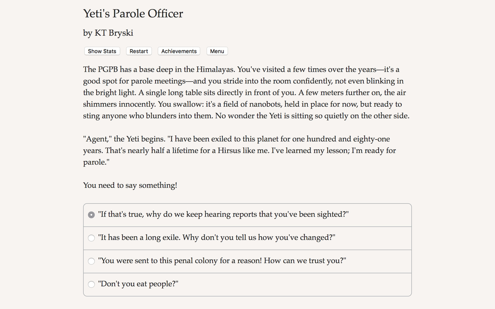 Yeti's Parole Officer Demo #3