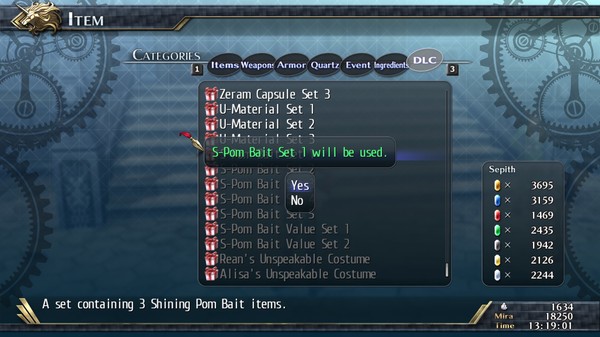 The Legend of Heroes: Trails of Cold Steel II - Shining Pom Bait Set 1 for steam