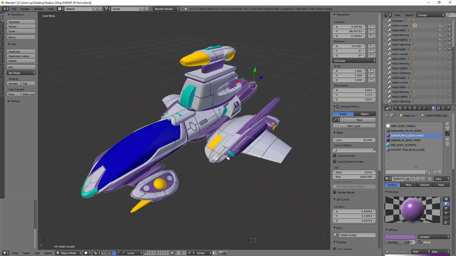 Radius-Wing SHMUP 3d Models #6