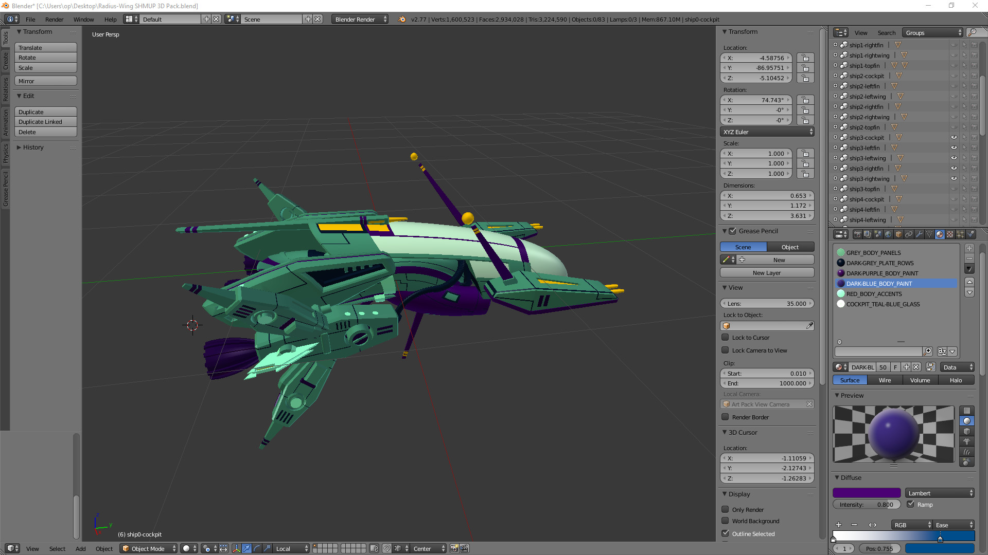 Radius-Wing SHMUP 3d Models #2