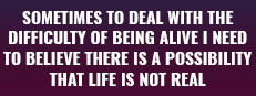 Sometimes to Deal with the Difficulty of Being Alive, I Need to Believe There Is a Possibility That Life Is Not Real.