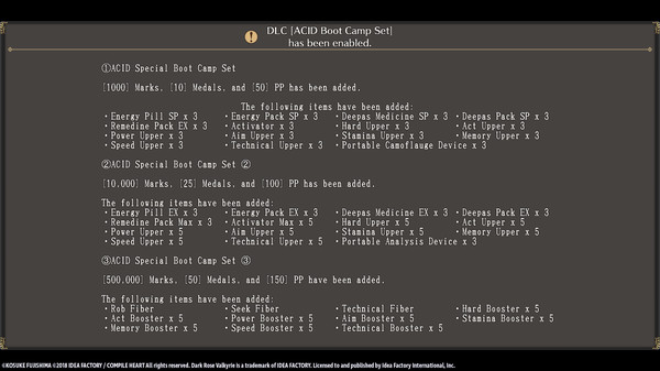 Dark Rose Valkyrie: ACID Boot Camp Set