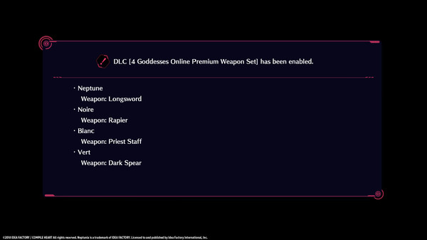 скриншот Megadimension Neptunia VIIR - 4 Goddesses Online Premium Weapon Set | 四女神オンライン プレミアム 武器セット | 四女神Ｏｎｌｉｎｅ 高級 武器套組 0