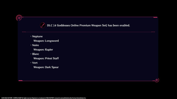 Megadimension Neptunia VIIR - 4 Goddesses Online Premium Weapon Set for steam Megadimension Neptunia VIIR - 4 Goddesses Online Premium Weapon Set for steam