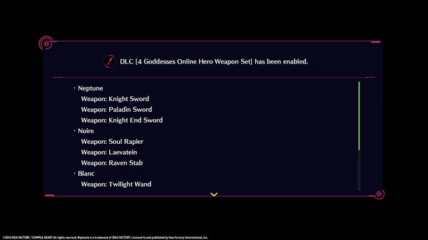 Megadimension Neptunia VIIR - 4 Goddesses Online Hero Weapon Set for steam Megadimension Neptunia VIIR - 4 Goddesses Online Hero Weapon Set for steam