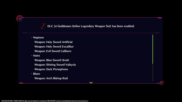 скриншот Megadimension Neptunia VIIR - 4 Goddesses Online Legendary Weapon Set | 四女神オンライン 伝説級 武器セット | 四女神Ｏｎｌｉｎｅ 傳說級 武器套組 0