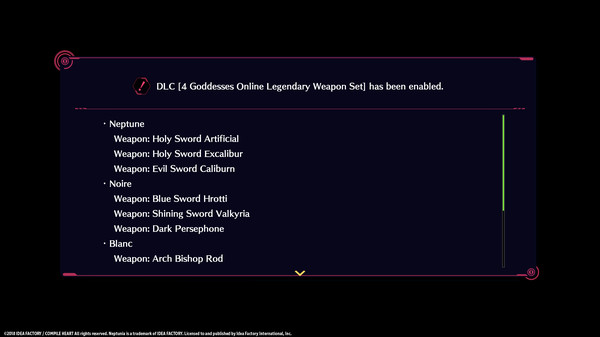 Megadimension Neptunia VIIR - 4 Goddesses Online Legendary Weapon Set for steam Megadimension Neptunia VIIR - 4 Goddesses Online Legendary Weapon Set for steam