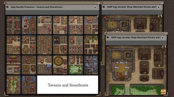 скриншот Fantasy Grounds - Paths to Adventure: Taverns and Storefronts (Map Pack) 0