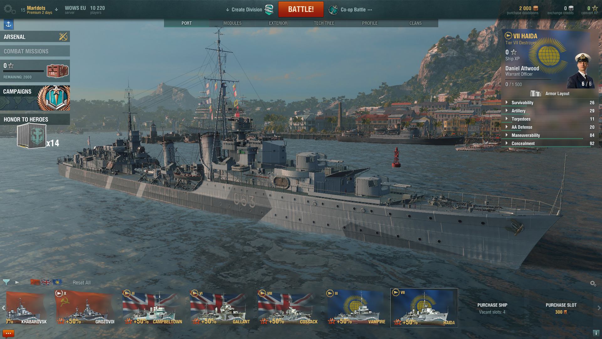 World of Warships — Haida Pack #0