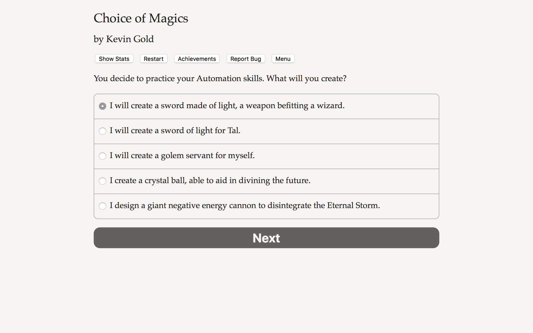 Choice of Magics Demo #0