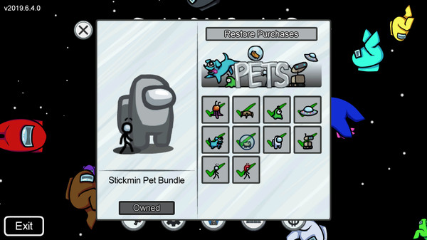 Скриншот №1 к Among Us - Stickmin Pet Bundle